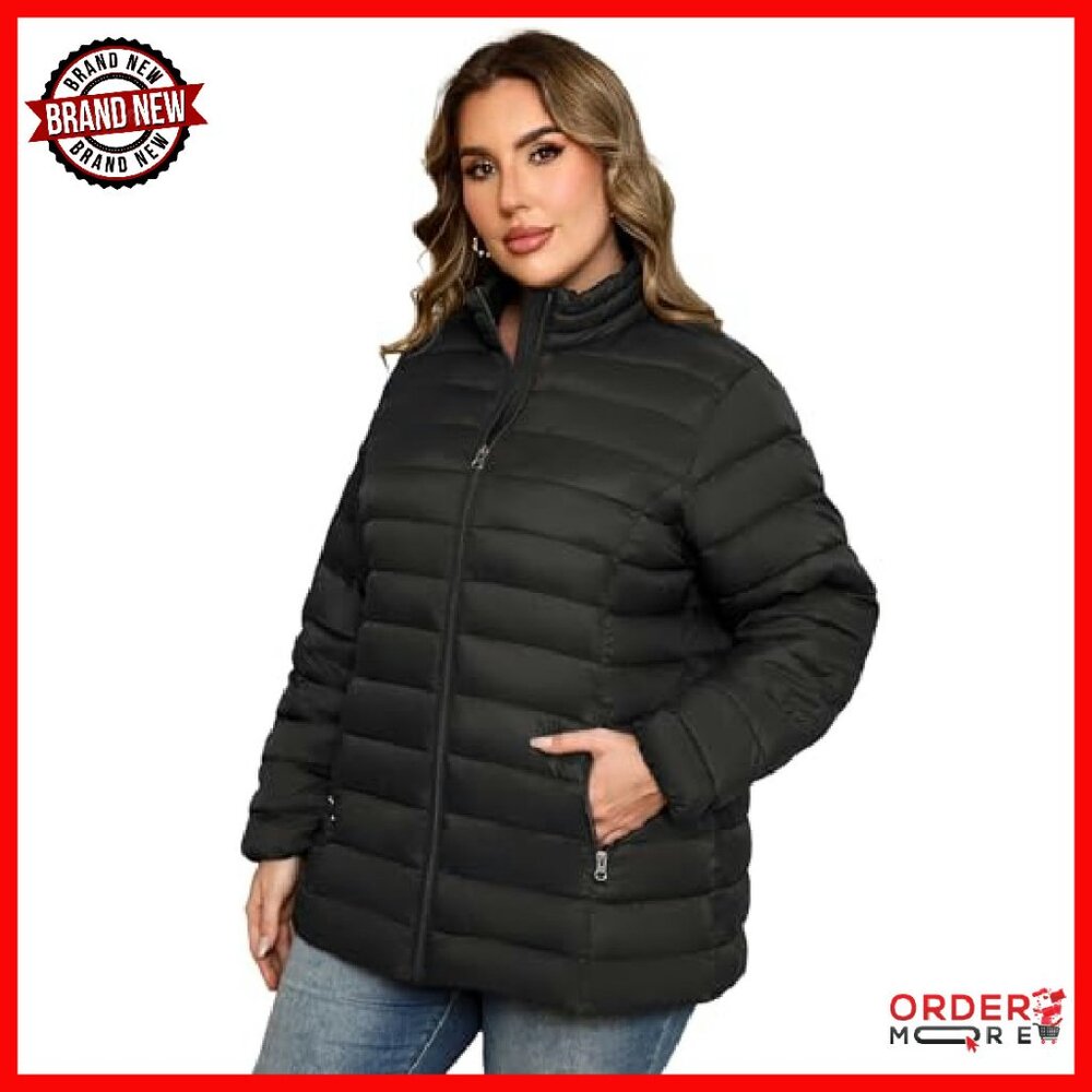 Plus Size Puffer Jacket Packable Lightweight Wint… - image 3
